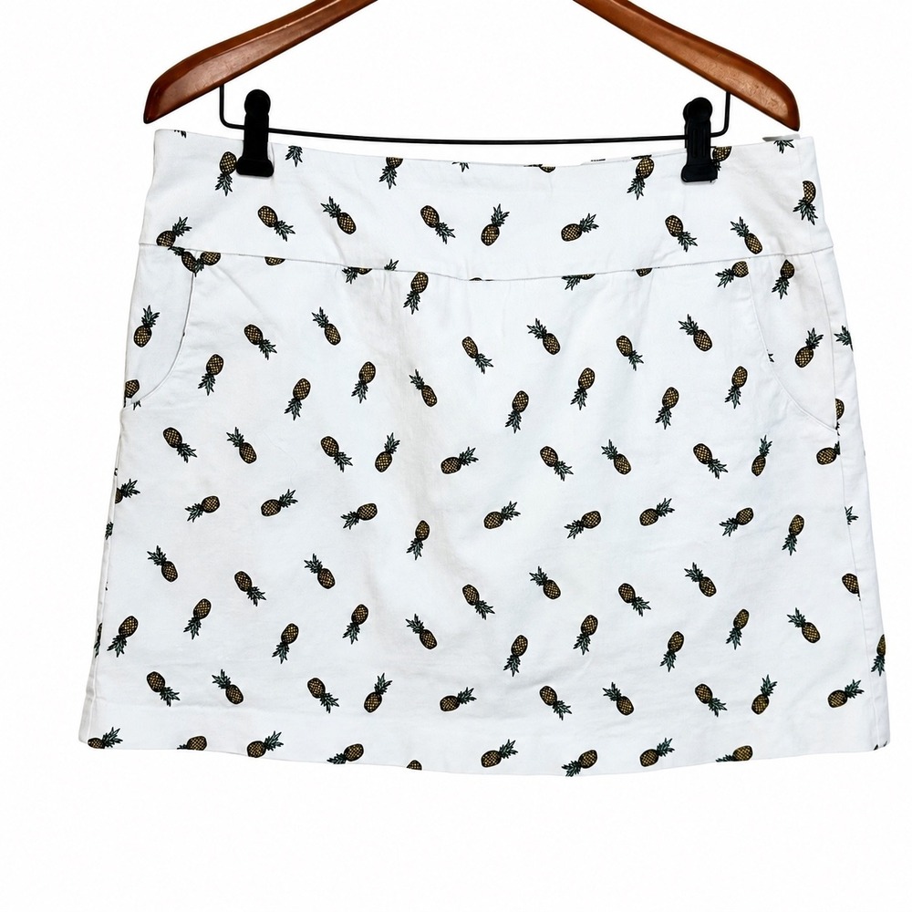 Zac & Rachel White Pineapple Print Skort Womens 14 Stretch Golf Tennis Skirt